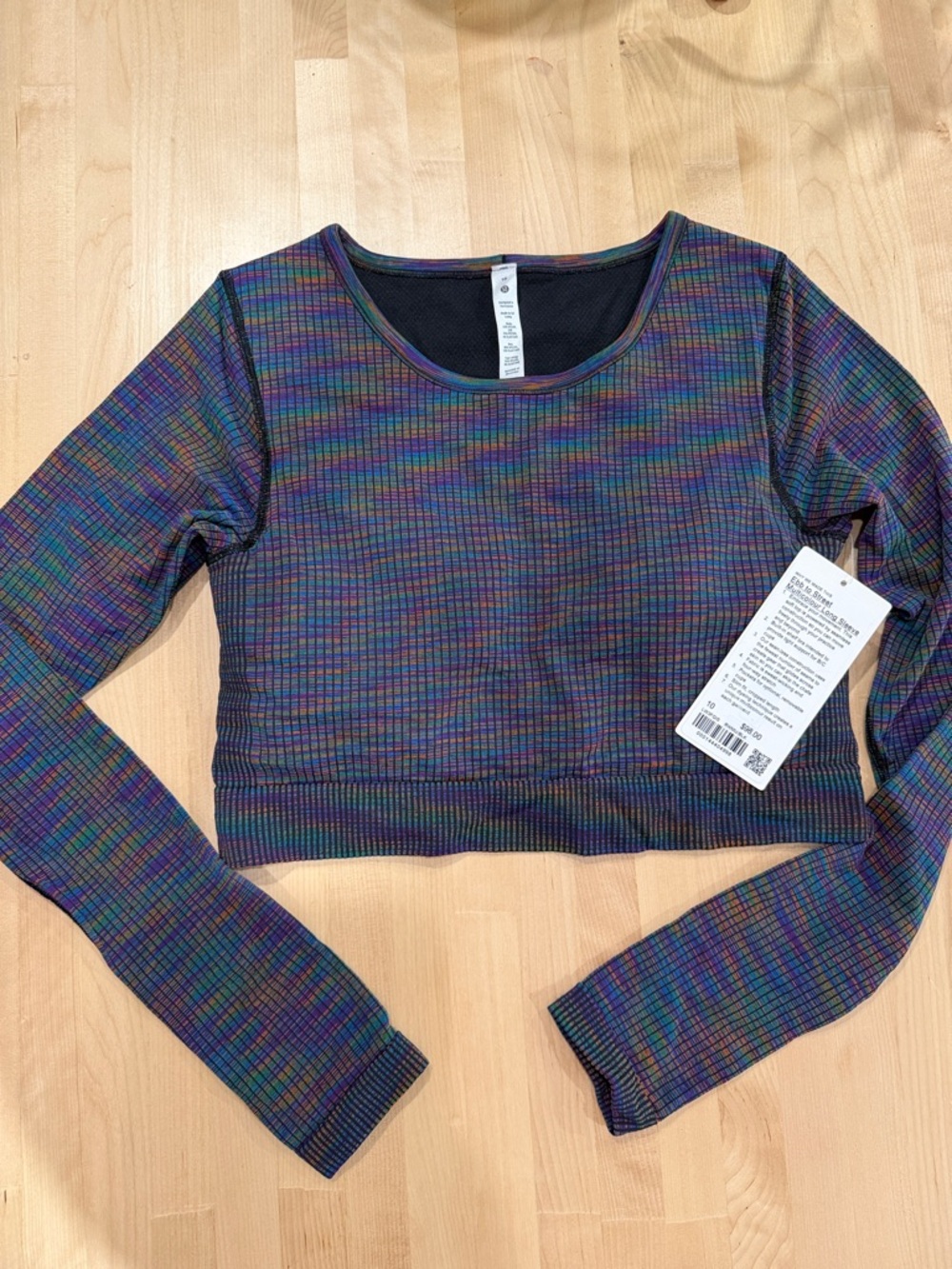 lululemon athletica Long-Sleeve Cropped Top - Navy/Purple/Green